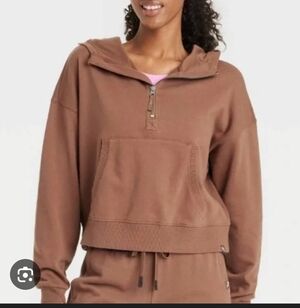 JOY LAB French Terry 1/2 Zip Hooded Sweatshirt XXL